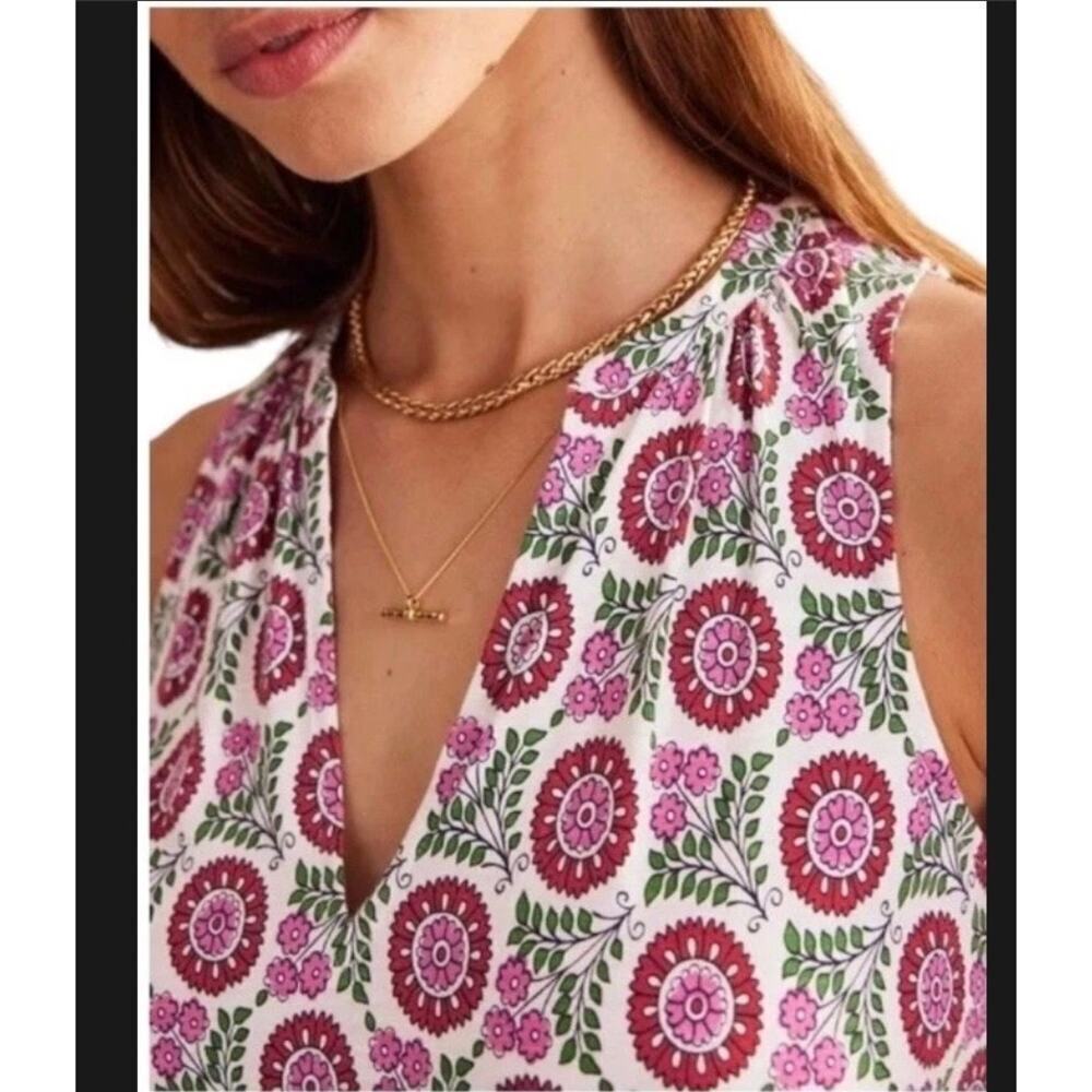 Boden Sleeveless Jersey Shift Dress In Gin Fizz Sunflower - Picture 3 of 9